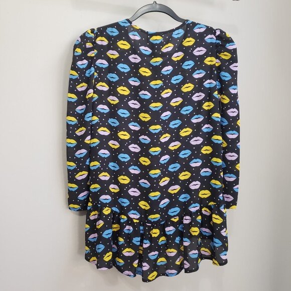 Anna Sui Novelty Lip Print Peplum High Low Blouse Size XS - Picture 12 of 12